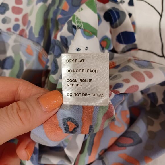 Tracy Negoshian Dolly Colorful Faux Wrap Ruched Dress 3/4 Sleeve XL Y2K Retro - Picture 8 of 8